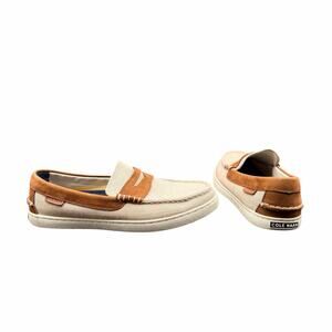 Cole Haan Canvas Suede Penny Loafers Tan Beige Men’s Size 8 Grand.OS